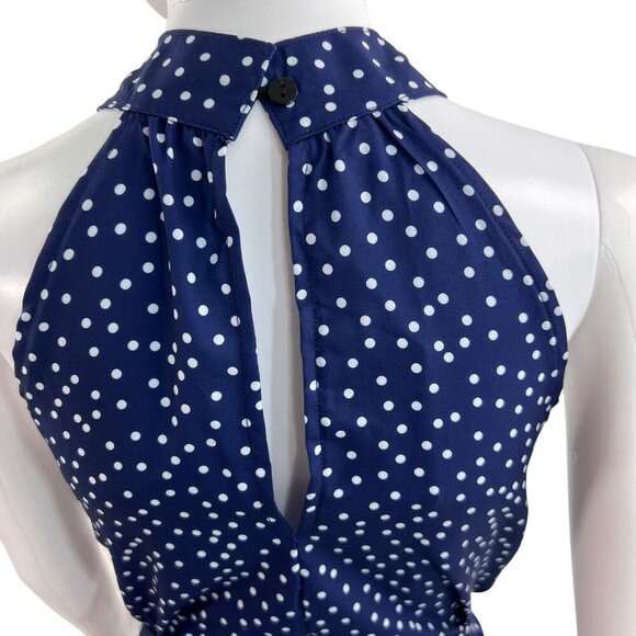 NWT Made With Love Women XL Navy Polka Dot Tiered Ruffled Maxi Dress Flowy Retro - Picture 4 of 16